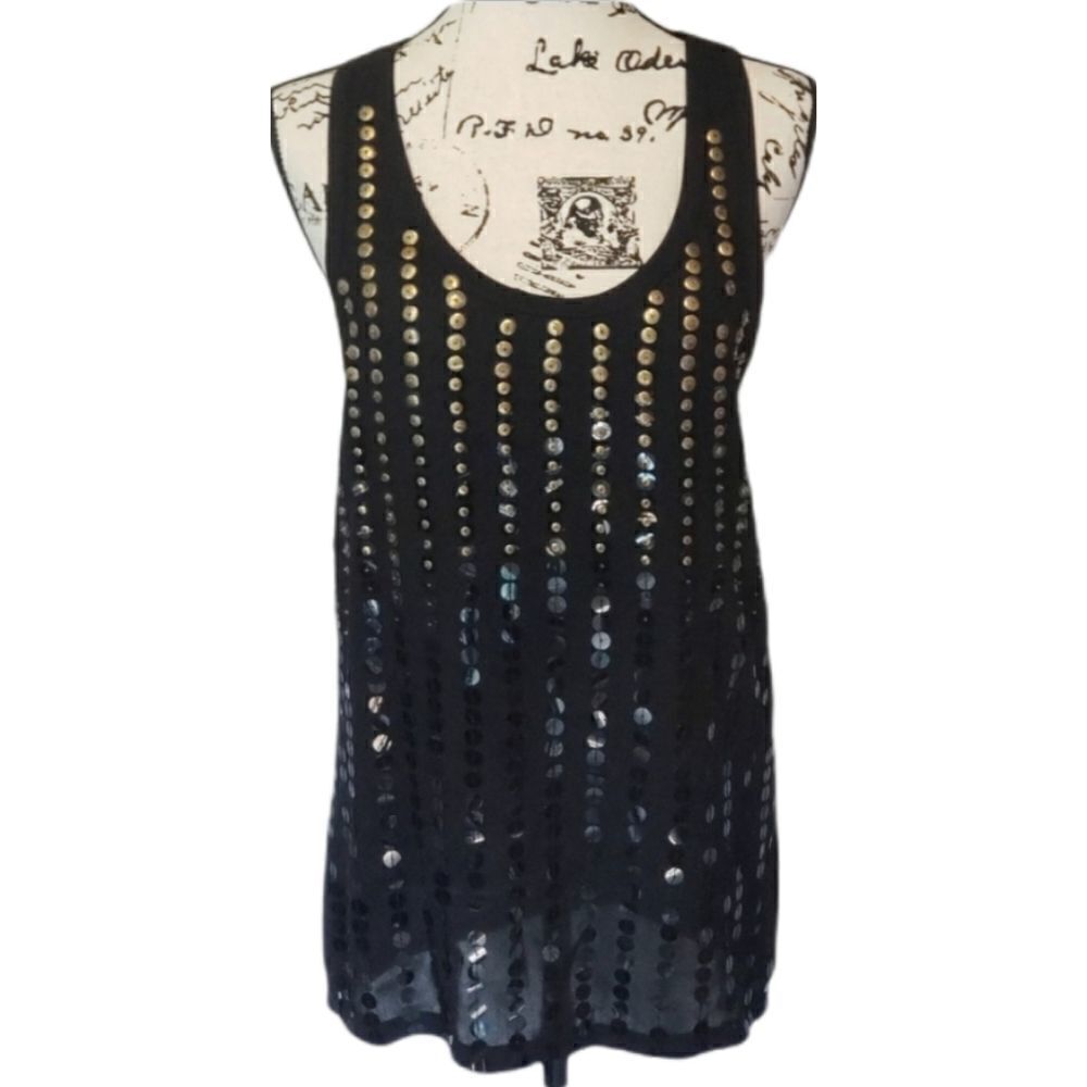 Boutique brand black and gold ombre dressy sequin tank